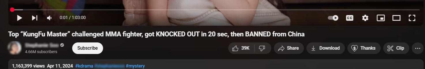 YouTube player showing 1,163,399 views and 39K likes on the video below.